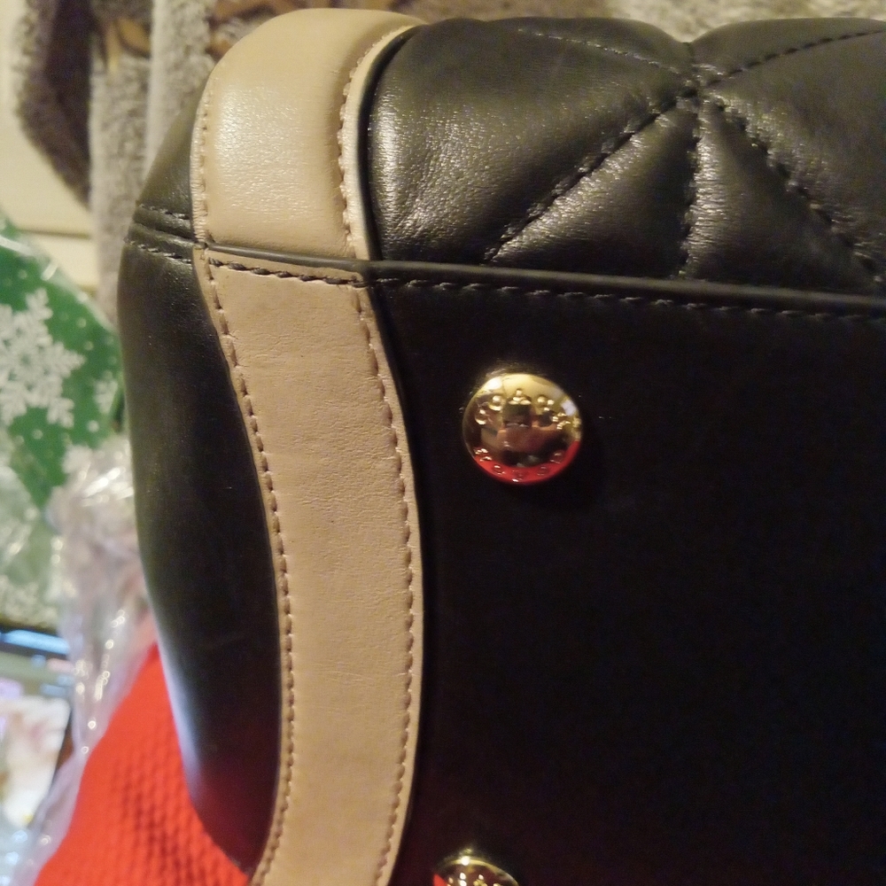 Coach Margot Black and Tan Leather Satchel EUC - Picture 6 of 13
